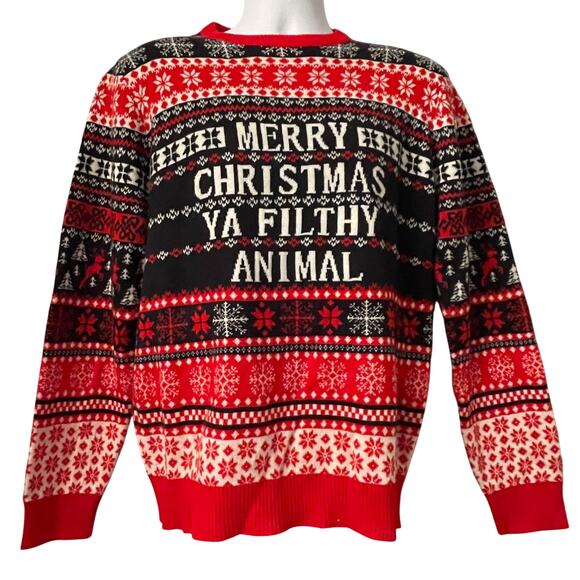 Off The Rack Home Alone MERRY CHRISTMAS YA FILTHY ANIMAL Ugly Sweater Size M - Picture 1 of 5
